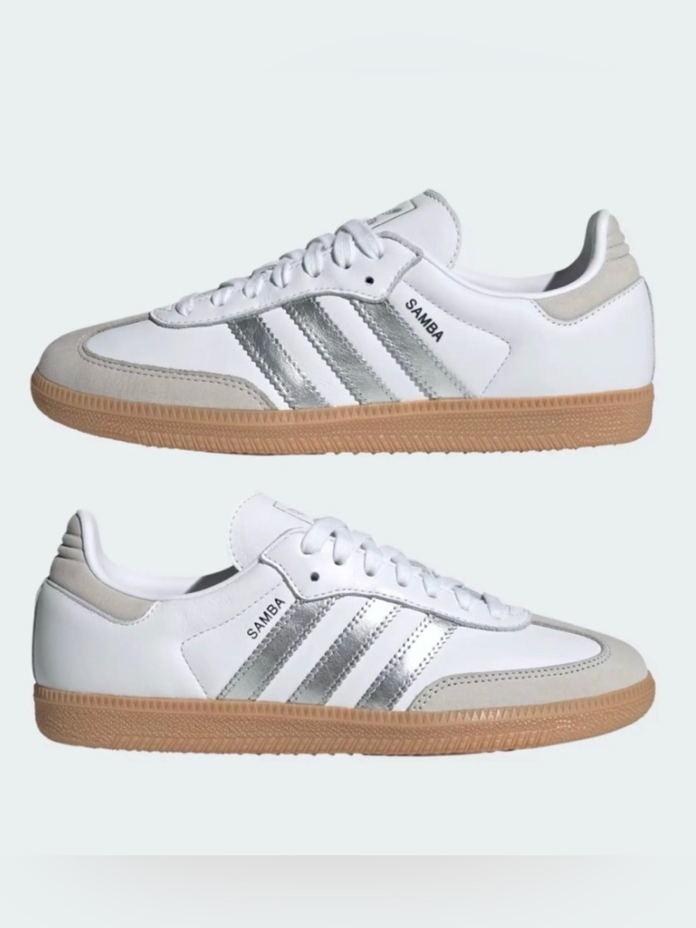 adidas Originals Samba OG white/silver leather – size 8.5M / 9.5W
